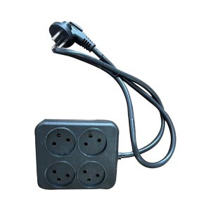 רב שקע מרובע שחור עם כבל